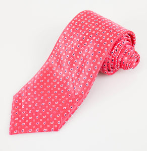 Red with Paisley Pattern 100% Silk Satin Neck Tie