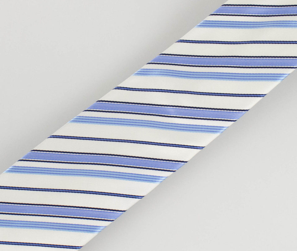 Battisti Napoli Striped Pattern Neck Tie - White