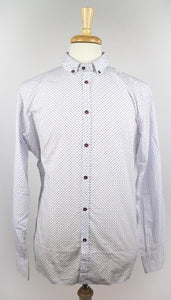Men's Purple Designing On White 100% Cotton Dress Shirt