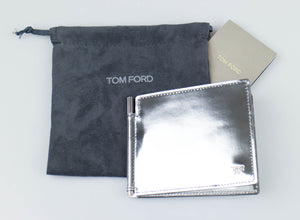 Palladium Plated Silver 100% Leather Bi-Fold Money Clip Wallet