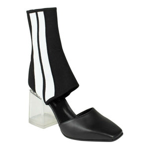Black Sock Stripe Ankle Boots