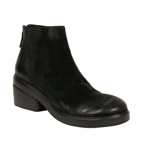 Bo Ceppo' Black Distressed Leather Ankle Boots