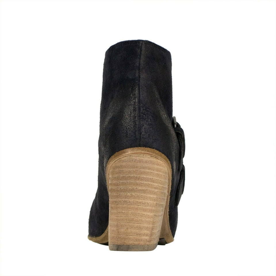 Blue Distressed Calf Skin Leather Boots
