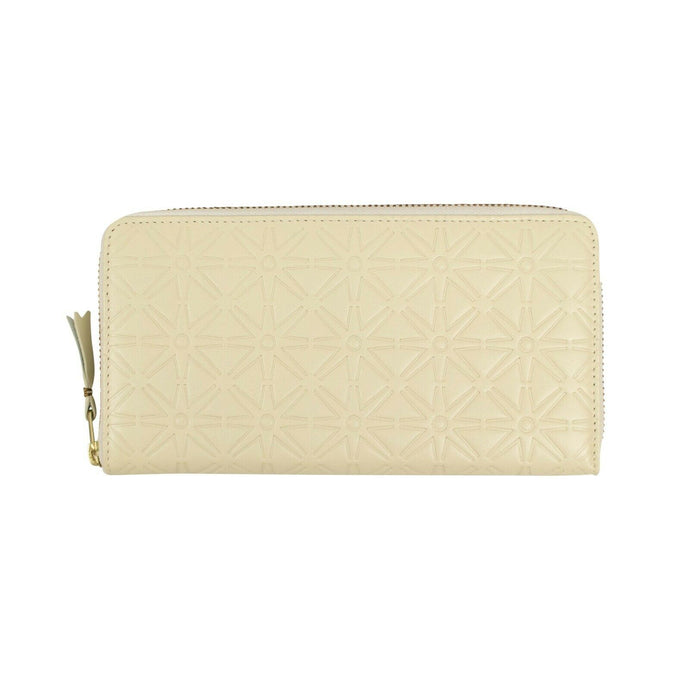 Cream Leather Star Embossed Wallet