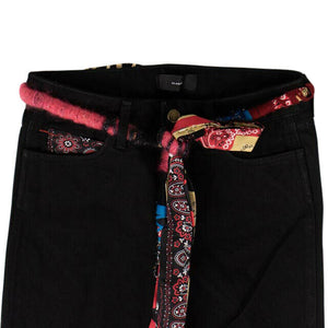 Alanui Denim Silk Bandana Skinny Jeans Pants - Black