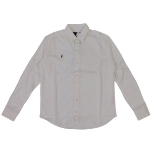 White & Red V Long Sleeve Button Down Shirt