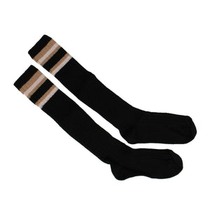 Black Ribbed Stiped Knee High Socks