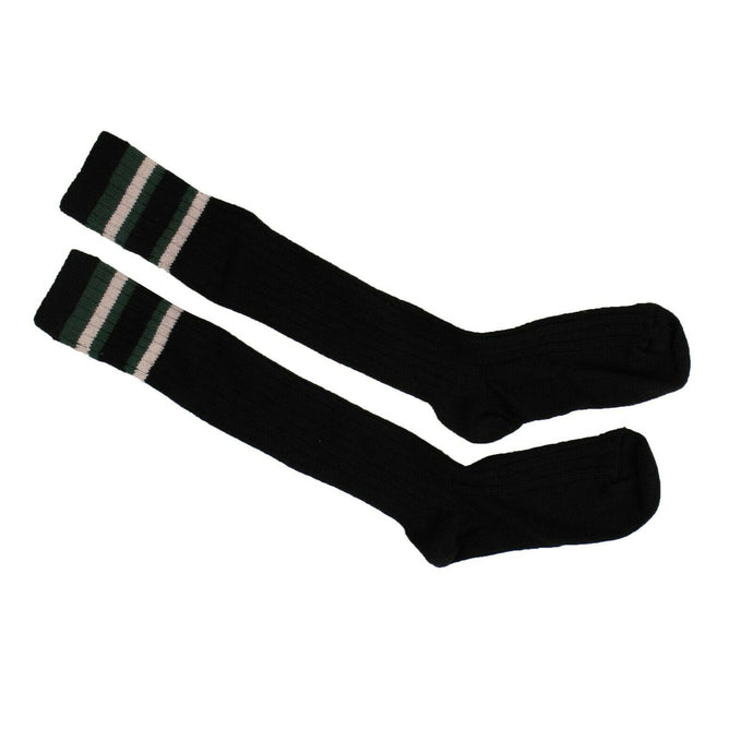 Black/Green Ribbed Stiped Knee High Socks
