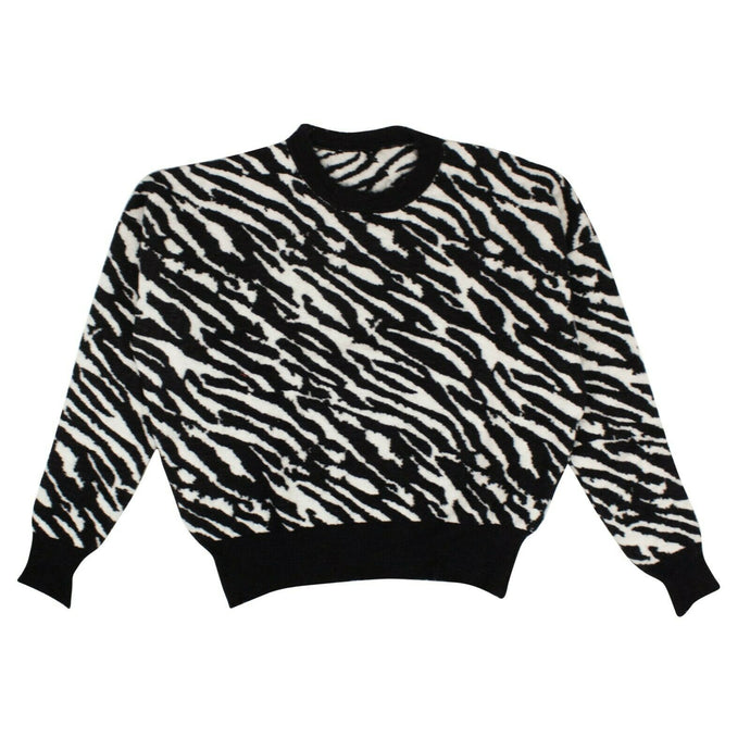 Black/White Wool Zebra Print Sweater