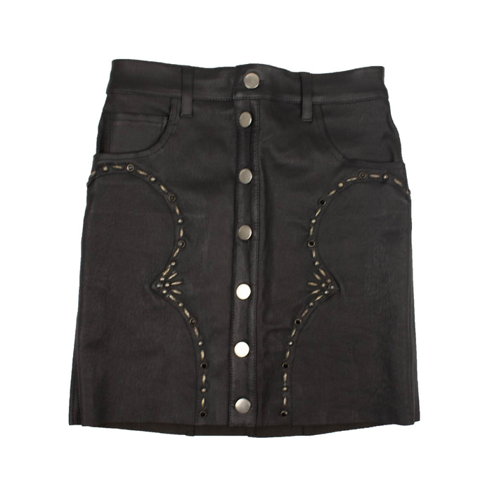 Black Western Leather Mini Skirt