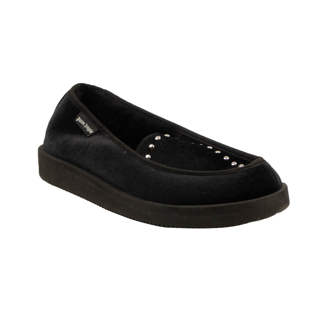 Black Velvet Loafer Slippers