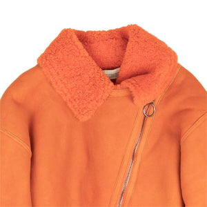 Orange Cropped Shearling Jacket