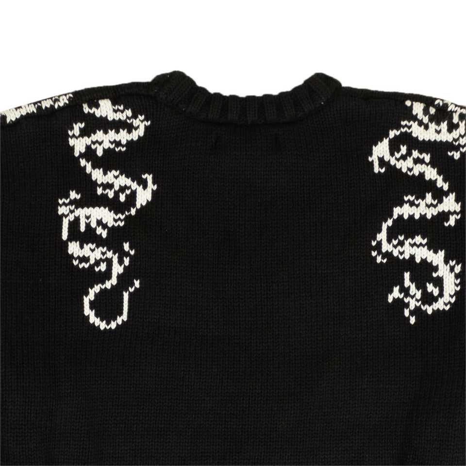 Black Heavy Tribal Knit Sweater