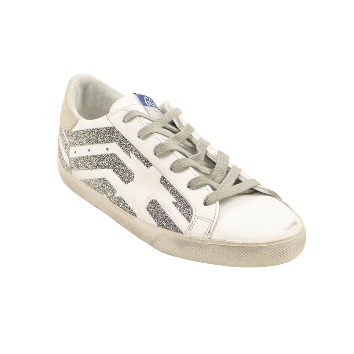 Silver Crystal Leopard Horsy Star Sneakers