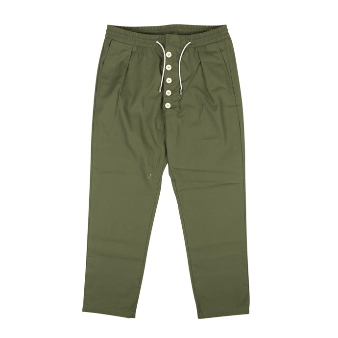 Green Drawstring Button Pants