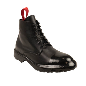 Black High Top Wax Dip Ankle Boots