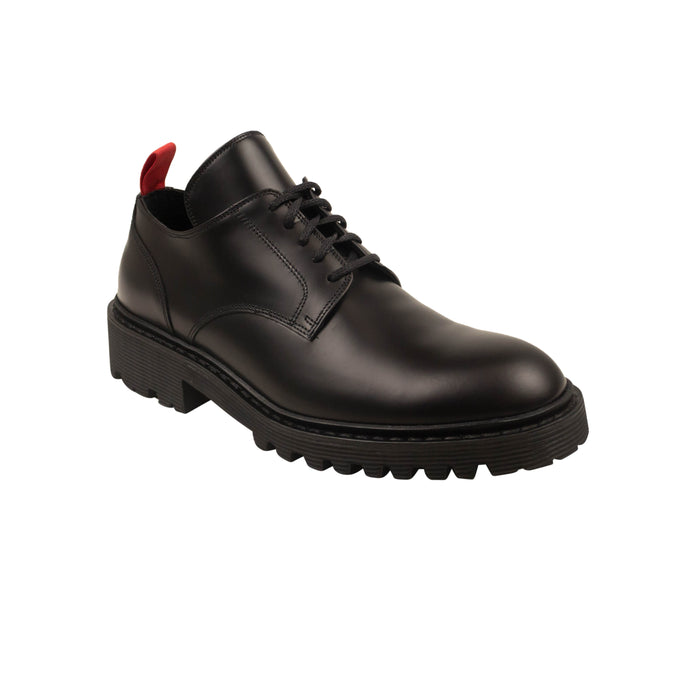 Black Leather Red Tab Derby Shoes