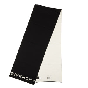 Black Logo Embroidered Wool Knit Scarf