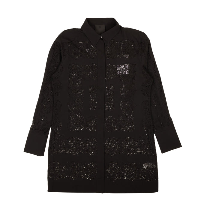 Black Perforated Bandana Shirt Dress