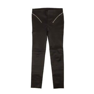 Black Leather Zip Detail Pants