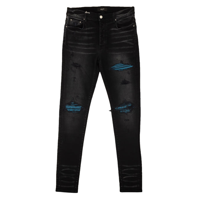 MX1 CRACKED PAINT Aged Black Straight-Fit Jeans
