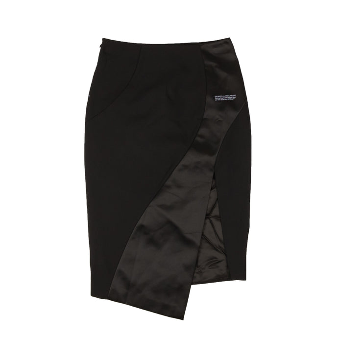 Black Satin Spiral Split Skirt
