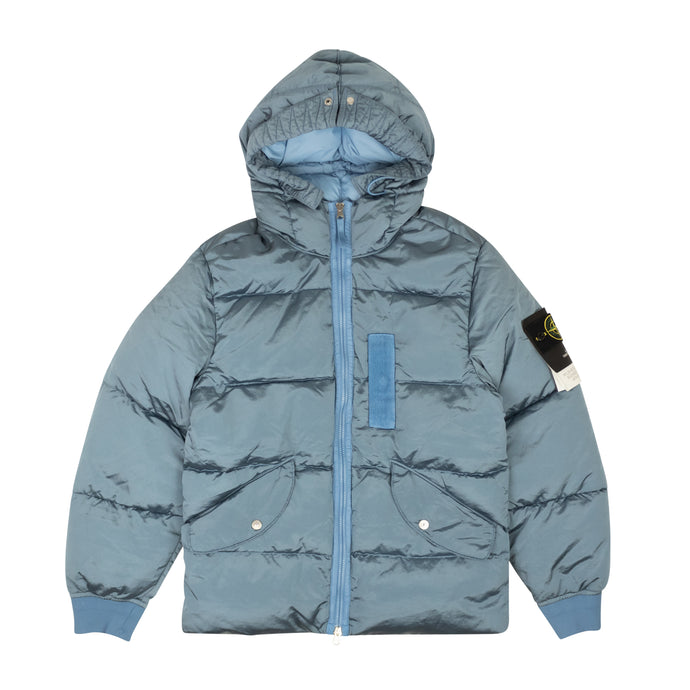 Mid Blue Crinkle Shell Down Jacket