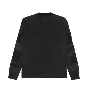 Faded Black Cotton Multi Logo Long Sleeve T-Shirt