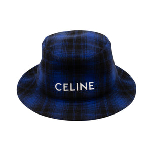 Blue Checked Flannel Logo Bucket Hat