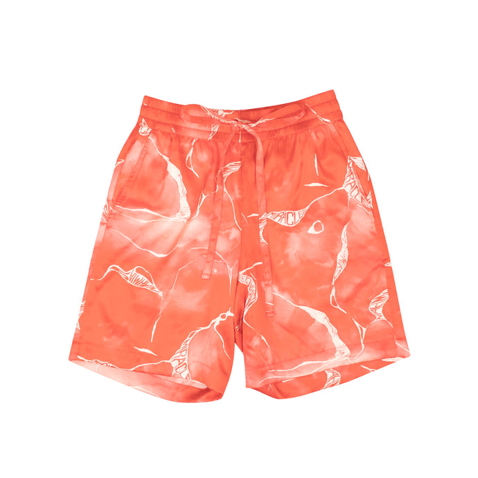 Red Miracle Tie Dye Silk Shorts