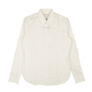White Cotton Pinstripe Button-Up Blouse