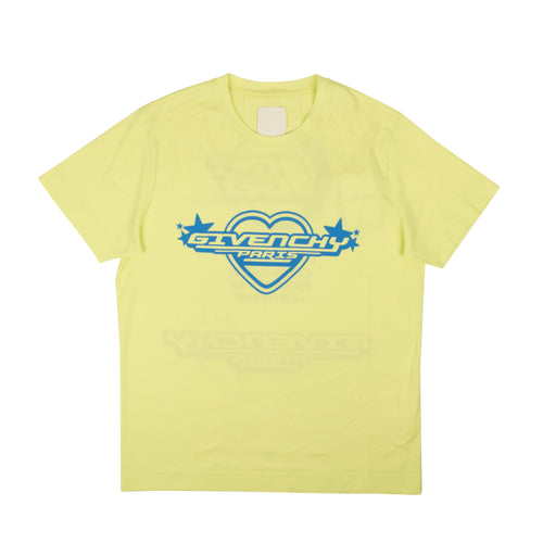 Acid Yellow Cotton Print Short Sleeve T-Shirt