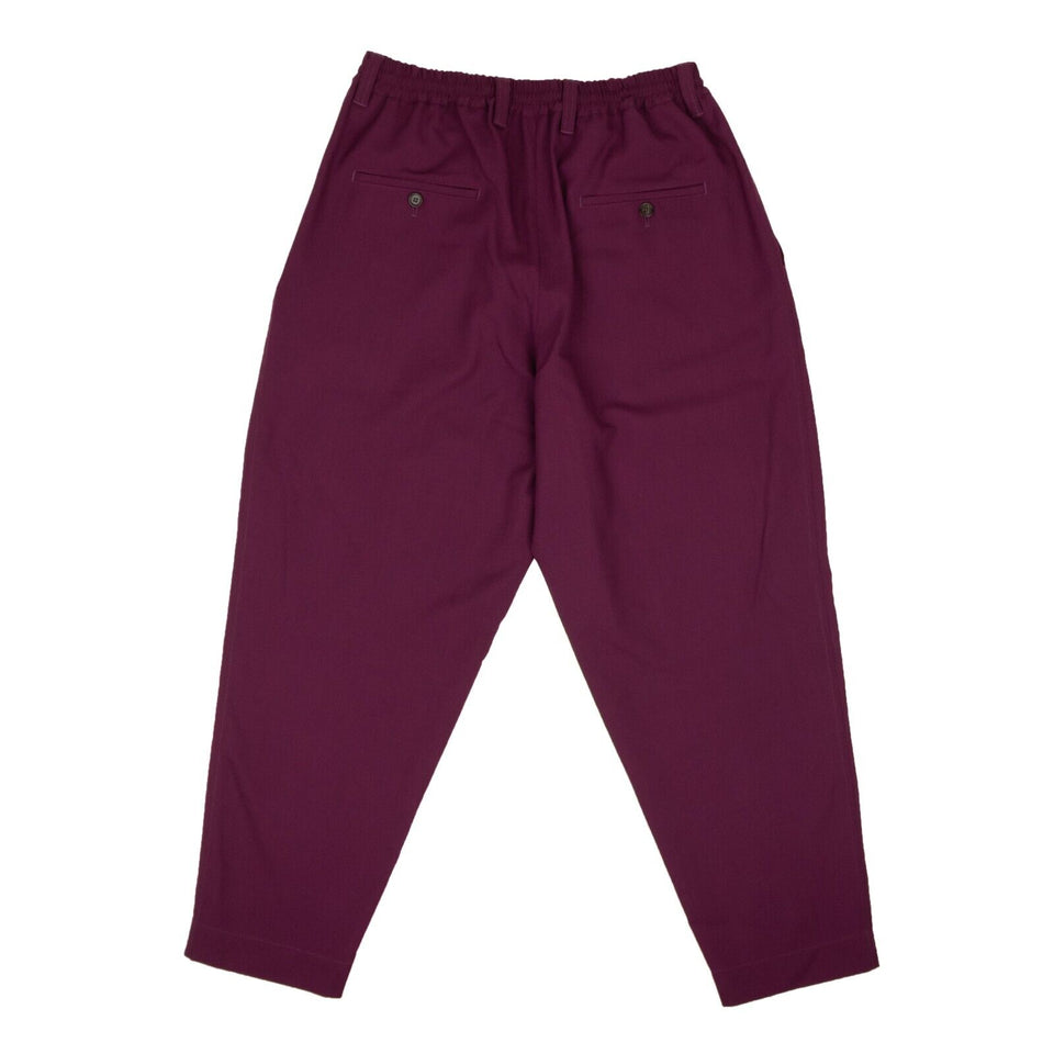 Purple Dry Rose Wool Cropped Casual Pants