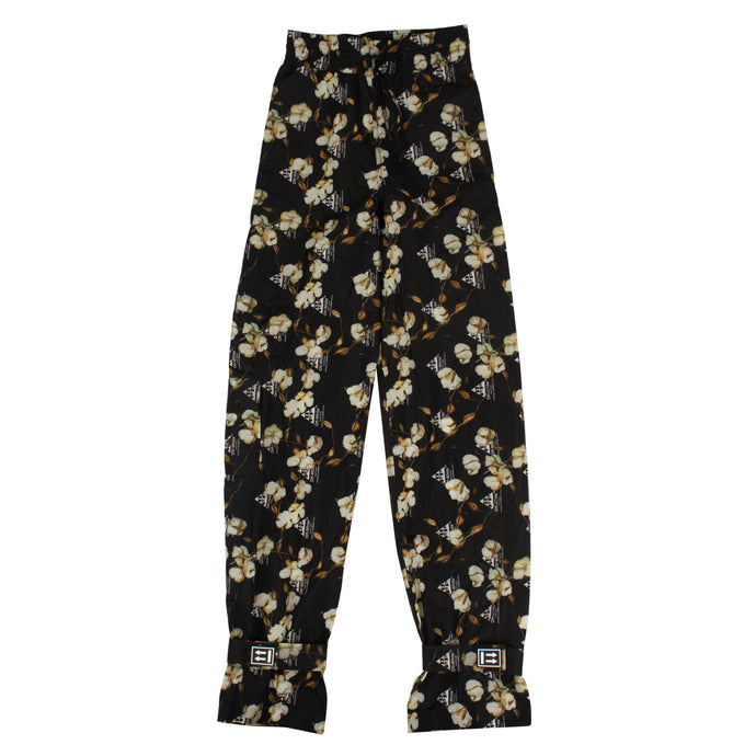 Black Floral Design Jogger Pants