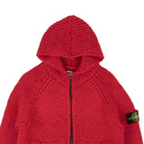 Red Wool Chunky Knit Zip-Up Sweatshirt