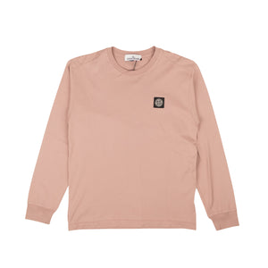 Pink Cotton Logo Patch Long Sleeve T-Shirt