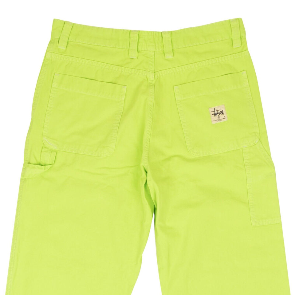 Neon Yellow Cotton Dyed Canvas Casual Work Pants