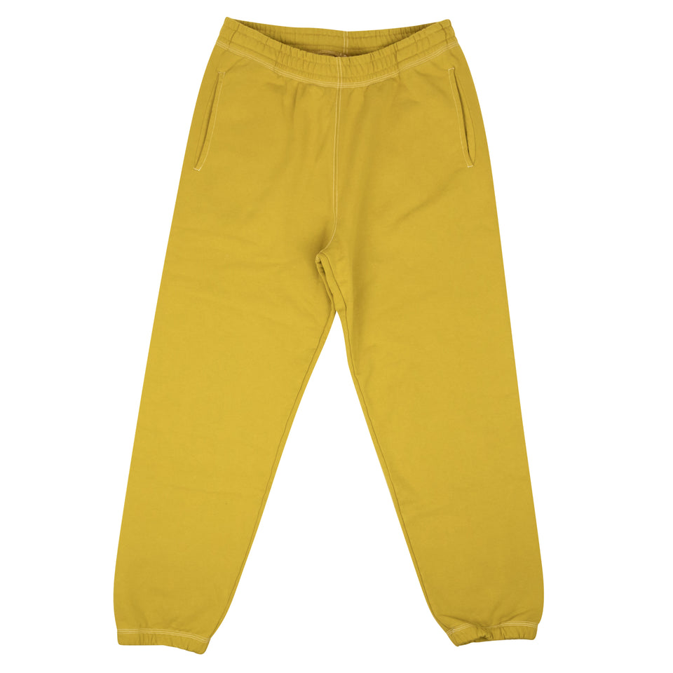 Gold Cotton Contrast Stich Label Sweatpants
