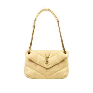 Women's Light Vanilla Quilted Puffer Small Bag