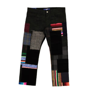 Black Corduroy Multicolored Patchwork Pants