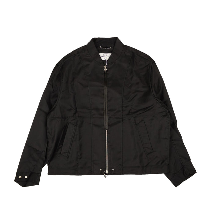 Black Wool Reverse Short Bomber Jacket