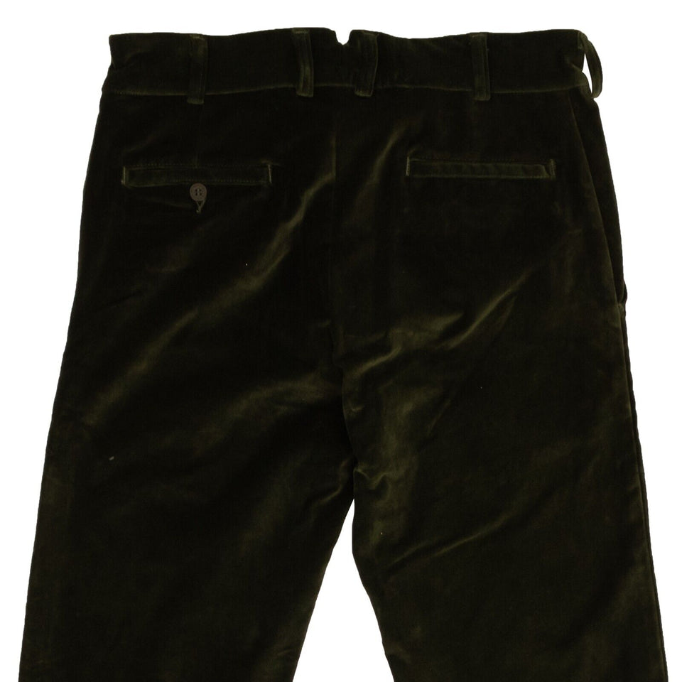 Moss Green Cotton Flower Design Casual Pants