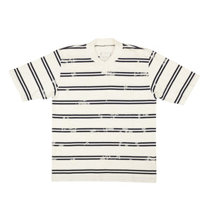 White And Navy Cotton Dixie Stripe Short Sleeve T-Shirt