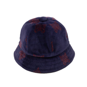 Navy And Bordeaux Velvet Print Butterfly Hat