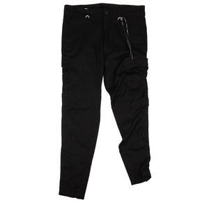 Black Cotton Embroidered Skull Cargo Pants