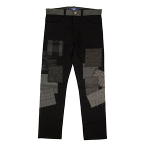 Black And Grey Cotton Patchwork Detail Pants