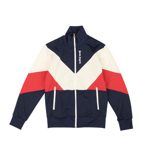 Navy And White Polyester Colorblock Track Jacket