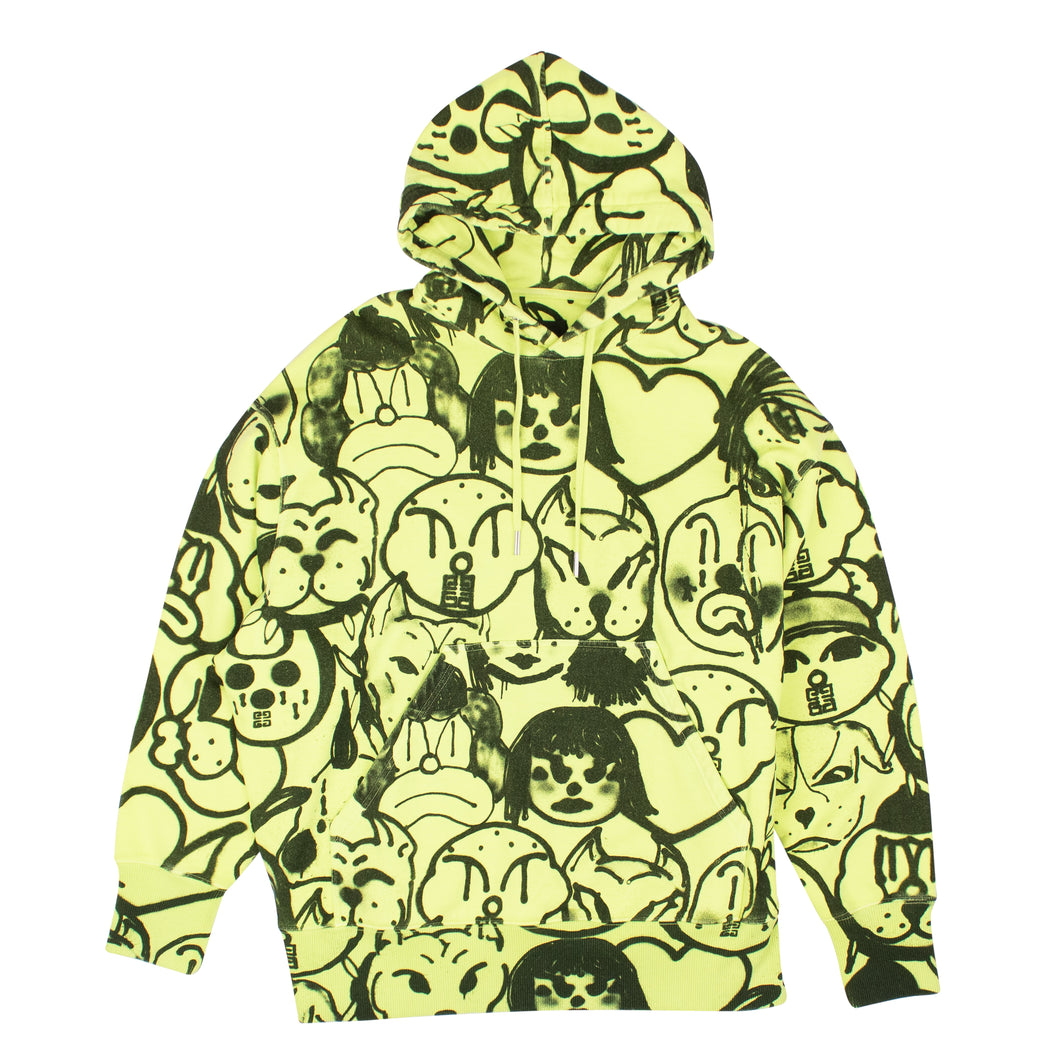 Fluorescent Green Cotton Allover Family Hoodie
