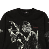 Black Cotton Abstract Print Long Sleeve T-Shirt