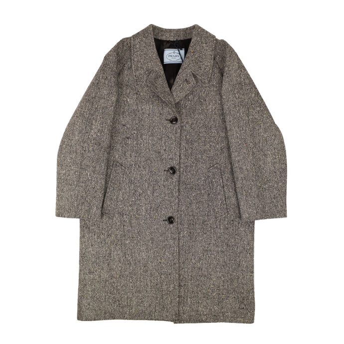 Grey Donegal Single Breasted Tweed Coat